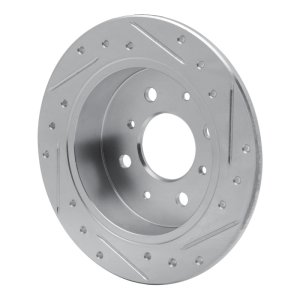 Acura Integra Brake Rotor (1) - Rear Left - R1 Concepts - Drilled & Slotted - Silver - `88-`01
